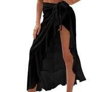 OAJABBGE Beach-Sarong-Pareo For Womens Long Semi-Sheer Swimsuit Cover-Ups Ruffle Trim Side Tie Wrap Skirt For Swimwear