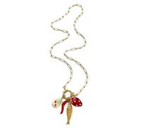 OAJABBGE Ceramic Fish Strawberry Pepper Pendant Necklace Lightweight Design Stainless Steel Chain Accessory For Daily Outfits Trendy Ceramic Glass Pendant Necklace