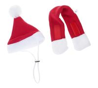 OAJABBGE Costume Set Santa Hat Scarf Canines Soft Modifiable Holiday Party Photo Outfit Rose Pet Hat Modifiable Belt