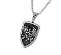 OAJABBGE Elegant Stainless Steel Archangel Necklace Fashionable Men's Necklace with Angelic Shield Pendant Unique Neck Chain