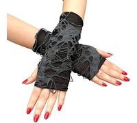 OAJABBGE Girls Gothic Gloves Distressed Fingerless Gloves Accessories For Halloween, Teens & Cosplay, Unisex-Adults, Black, Size M, Polyester