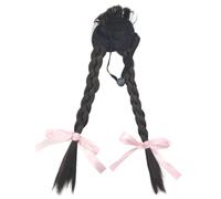 OAJABBGE Pet Geese Wigs Accessory Braided Haired Bow Decoration for Gatherings Shows Fabric Pet Geese Wigs with Double Braids