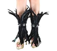 OAJABBGE Plumage Anklet Jewelry Perfect for Women Costume Parties Stage Shows Cosplay Event Adjustable PU Leather Foot Accessory Adjustable Feather Ankle