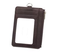 OAJABBGE PU Leather Card Holder Wallet Cash Purse with Blocking Protecting and Zippered Pocket Neck Strap for Cash and Card