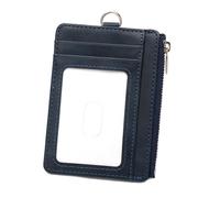 OAJABBGE PU Leather Card Holder Wallet Cash Purse with Blocking Protecting and Zippered Pocket Neck Strap for Cash and Card