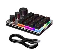 OAJABBGE Single Handed Macro Programmable Keypad 16-Key 3 Knobs Hotswap Mechanical Gaming Keyboard For Office
