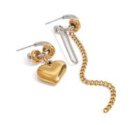 OAJABBGE Stylish Heart Chain Tassels Earrings Handmade Stainless Steel Ear Studs Asymmetrical Ear Accessories for Weddings