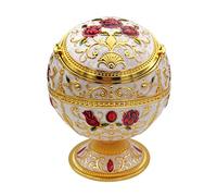 OAJABBGE Windproof Ashtray With Lid Vintage Metal Flower Pattern Tray For Home Bedroom Office Tabletop Decor