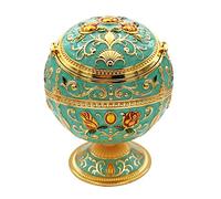 OAJABBGE Windproof Ashtray With Lid Vintage Metal Flower Pattern Tray For Home Bedroom Office Tabletop Decor