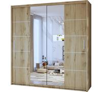 (Oak, 120) Dubna Center Mirror Double Door Sliding Wardrobe