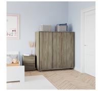 (Oak) 120cm 3 Sliding Doors Kids Wardrobe Storage Closet
