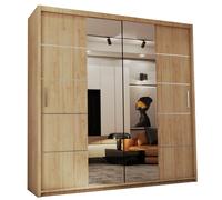 (OAK, 150) Dubna Double Mirror Sliding Door Wardrobe