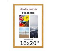 Oak 16x 20 Inch Poster Frames - 16 x 20 Inch Frame- Large MDF Wooden Frames 16x20'' - Both Ways Wall Hanging Wall Gallery Living Room Picture Frame With Shatterproof Perspex Sheets