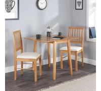 Oak 2 Seater Drop Leaf Dining Set with 2 Chairs