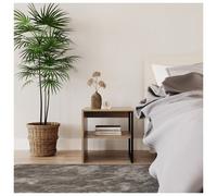 Urbn-Living Urbnliving 40Cm Height Oak 2Pcs Wood & Steel Bedside Bedroom Nightstand Unit Table Open Storage Shelf