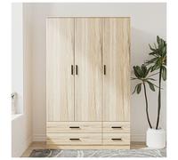 Urbn-Living Urbnliving 180Cm Height Oak 3 Door 4 Drawer Wardrobe Storage Shelf Modern Bedroom Furniture