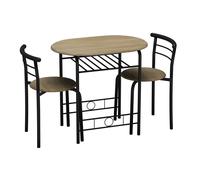 Urbn-Living 3 Pcs Dining Table 2 Chairs Set Kitchen Breakfast Furniture Compact Space Saving - Oak