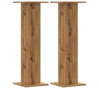 vidaXL Speaker Stands - Floor Stand - Artisian Oak - Engineered Wood - 95cm Height - 30x30cm Top Plate - Hollow - Pair - Max Load 60kg