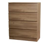 (Oak) 4 Drawer Wooden Bedroom Chest Cabinet No Handles