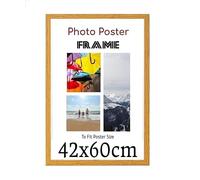 Oak 42 x 60 cm Poster Frames - Large MDF Wooden Frames 60x42 cm - Both Ways Wall Hanging Wall Gallery Living Room Photo Picture Frame With Shatterproof Perspex Sheet