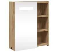 (oak, 45 x 13 x 52 cm) vidaXL Bathroom Mirror Cabinet with LED Light Illuminated Wall Storage Cabinet