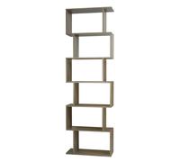 (Oak, 6 Tier) Wooden S-Shaped Display Bookcase Storage Divider