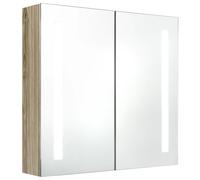 vidaXL LED Bathroom Mirror Cabinet Oak 62x14x60 cm, Brown