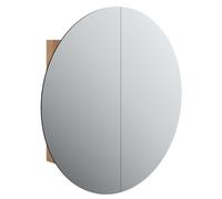 (Oak, 80 cm) vidaXL Bathroom Cabinet with Round Mirror and LED Cabinet Storage Cupboard