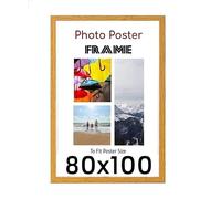Oak 80 x 100 cm Poster Frames - 31x40 Inch Frame- Large MDF Wooden Frames - Both Ways Wall Hanging Wall Gallery Living Room Poster Picture Frame With Styrene Shatterproof Perspex Sheets