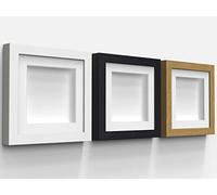 Oak A3 3D Deep Box Picture Frame Display Memory Box with 1.5" White Mount For Medals Memorabilia Flowers etc