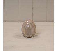 Oak and Brook Glazed Ceramic Egg Ornament with Textured Detail