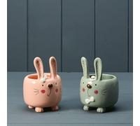 Oak and Brook Mixed Pink and Green Rabbit Pot