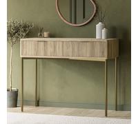 Oak and Gold Ribbed Dressing Table with Storage Drawers - Valencia