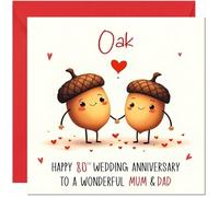 Oak Anniversary Card for Mum & Dad - 80th Wedding Anniversary Cards for Mother Father Cute Anniversaries Greeting Cards