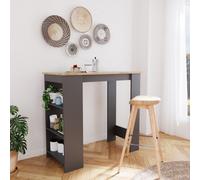 Oak Bar Table, 110 Cm Breakfast Bar With Storage, Modern Kitchen Bar Table, Kitchen Island, Table For Dining (Oak&antharcite)