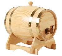 Oak Barrel 3L Wine Barrel with Spigot & Stand Desktop Wooden Oak Barrels with Exhaust Stopper Aging Whiskey Dispenser Coffee Bar Decor for Liquors & Beer Storage Display