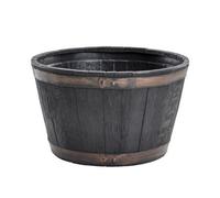 Oak Barrel Planter 63Cm - Black