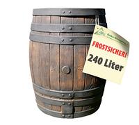 Oak barrel, rain barrel set 50l, 120l, 240l, 450l. The rain barrel with noticeable wooden structure in a beautiful design with wood grain, durably waterproof and shatter-proof.