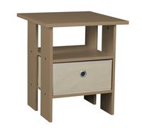 (Oak, Beige ) 2 Tier Wooden Table Bedside Nightstand 1 Drawer