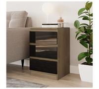 (Oak & Black) High Gloss 3 Drawer Skagen Wooden Bedroom Chest Cabinet No Handle Drawer Storage