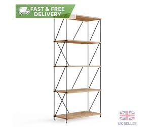 Oak Bookshelf Cubed Storage Shelving Unit 5 Tier