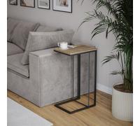 Urbn-Living Urbnliving 67Cm Height Oak C Shaped Living Room Bedside Metal Frame Side Coffee Table