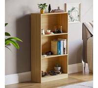 (Oak) Cambridge 3 Tier Bookcase Wide Shelf Book Storage