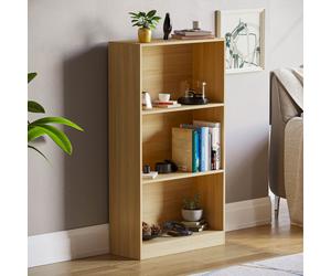 (Oak) Cambridge 3 Tier Bookcase Wide Shelf Book Storage