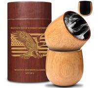 Oak Charred Whiskey Glass - Handcrafted Premium Oak Whiskey Tumbler, Unbreakable Old Fashioned Glass, Unique Wooden Bourbon Drinking Glass for Men