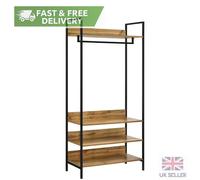 Zahra Open Wardrobe With 4 Shelves - Wotan Oak, Brown