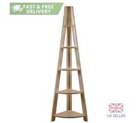 Oak Corner Shelf Bookcase 5 Tier Shelving Display Stand Storage Bookshelf