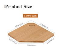 Oak Corner Shelf - Wall-Mounted Floating Shelf with Hidden Cable Management, Solid Wood Design for Bathroom, Kitchen, Bedroom, Living Room - 9.85 Inch