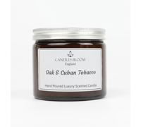 Oak & Cuban Tobacco 250ml Amber Jar Scented Candle - 45 Hour Burn Time - Eco & Vegan Friendly