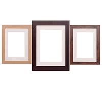 Oak Darkoak Plum Mahogany Flat Wooden Effect Photo Picture Frame Poster Frames With Ivory Mount (12"x10" for Picture Size 9"x6", Dark Oak)